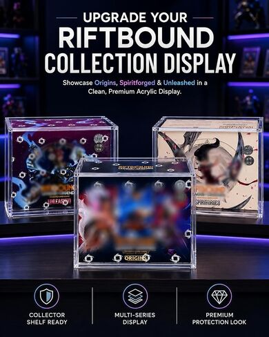 حافظة عرض أكريليك متوافقة مع صندوق تعزيز Riftbound TCG، تناسب Origins، Spiritforged & Unleashed، حافظة عرض مغناطيسية من الأكريليك الشفاف مقاس 5 مم، واقي صندوق TCG مقاوم للغبار والأشعة فوق البنفسجية in Kuwait