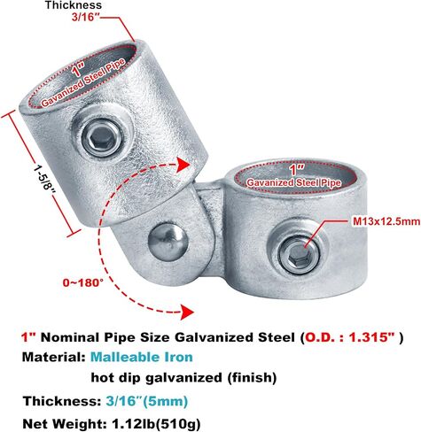 4 PCS Single Swivel Socket Structural Pipe Fitting, Fits 1" Nominal (OD 1.315") Galvanized Pipe in Kuwait
