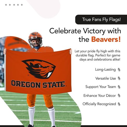 Oregon State Beavers College Sports Printed Flag - NCAA Licensed (Orange, Black, 3' x 5') in Kuwait