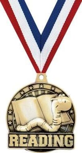 Crown Awards Reading Book Worm Medal-2" 1 per Pack-Great for Education, Books, Library, Reading, Scholastic in Kuwait