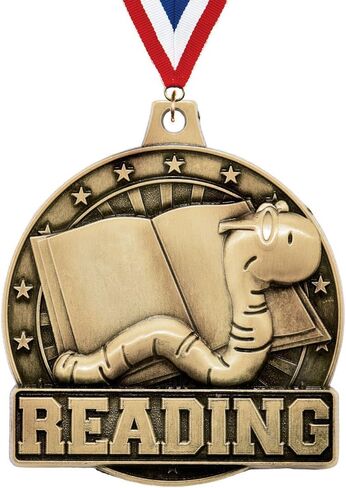 Crown Awards Reading Book Worm Medal-2" 1 per Pack-Great for Education, Books, Library, Reading, Scholastic in Kuwait