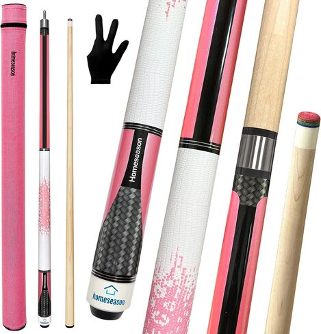 HomeSeason 58in 2-Piece Pool Cue، 18/19/20/21oz عصا بلياردو احترافية من خشب القيقب قبضة سحلية مطبوعة ثلاثية الأبعاد مع حافظة، برغي سريع من الفولاذ المقاوم للصدأ بطرف 12.5 مم in Kuwait