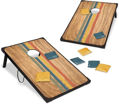 مجموعة ألواح ثقب الذرة MDF مقاس 2 × 3 بوصات من EastPoint - لوحتان و8 أكياس فول - كيس فول مع مقابض تخزين وحمل - MDF متين للألعاب العائلية الخارجية - ألعاب الباب الخلفي واللعب على الشاطئ in Kuwait