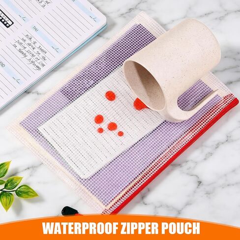 Thboxes 24 Pack Mesh Zipper Pouch Bags, A5 9.4x6.9 in Mesh Bags - 12 Colors Waterproof Small Zipper Pouch for Home, Travel and Office Storage in Kuwait