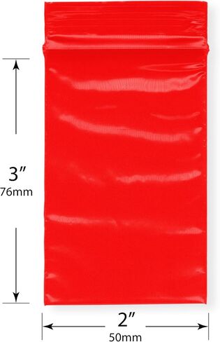 Plymor 2" x 3" (Pack of 100), Red 2 Mil Zipper Reclosable Plastic Bags in Kuwait