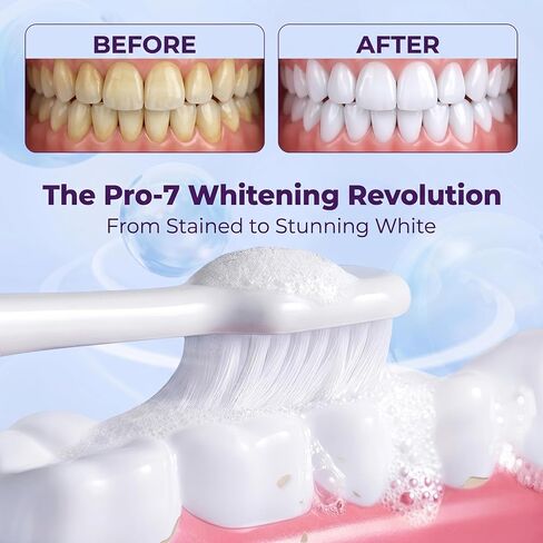 2-Pack 7-Pro Whitening Toothpaste | Deep Whitening & 7 Probiotics for Oral Health | Purple Beads for Extra Freshness | Fluoride-Free in Kuwait