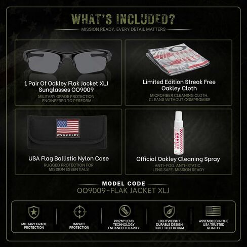 نظارات شمسية من Oakley Standard Issue SI Flak Jacket XLJ من الدرجة العسكرية مع مجموعة النظارات الرسمية in Kuwait