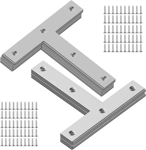 50mm/1.97 Inch Flat T Shape Repair Mending Plate, 12 Pcs Stainless Steel Mending Repair Braces with Screws for Wood Furniture Windows Desks Cabinet Joining Plate in Kuwait
