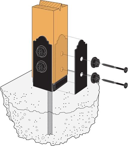 Simpson Strong-Tie APB44 Outdoor Accents Mission Collection ZMAX, Black Powder-Coated Post Base for 4x4 (Pack of 8) in Kuwait
