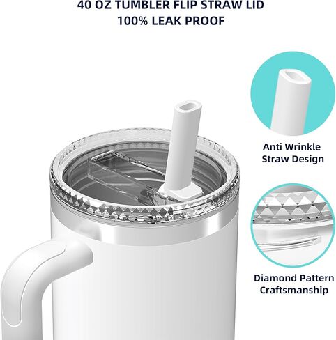 غطاء بديل من القش قابل للفصل سعة 40 أونصة مناسب لـ Stanley Quencher ProTour، غطاء مقاوم للتسرب متوافق مع كأس ستانلي in Kuwait
