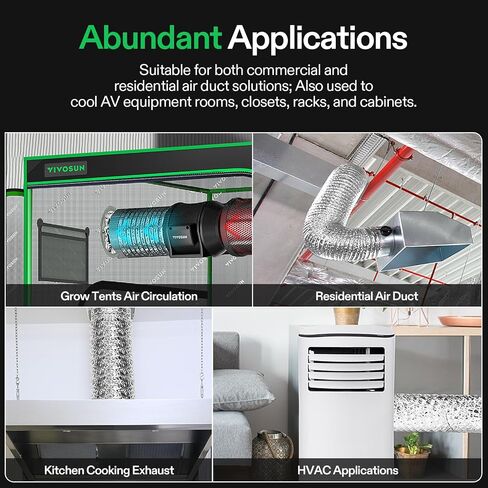 VIVOSUN 2-Pack 4 بوصة 25 قدم مجفف أنابيب الألومنيوم فليكس الهواء، خرطوم تنفيس مرن للتهوية HVAC مع أربعة مشابك من الفولاذ المقاوم للصدأ مقاس 4 بوصة in Kuwait