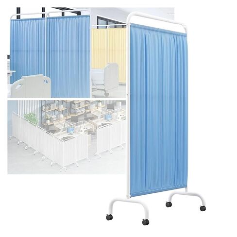 6ft High Foldable Room Divider, Medical Privacy Screen with Wheels, Clinic/Patient/Examination Room Temporary Fence Folding Iron Frame(A,2-Panel) in Kuwait