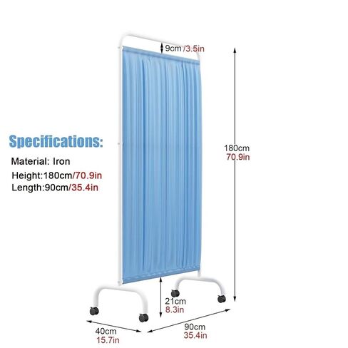 6ft High Foldable Room Divider, Medical Privacy Screen with Wheels, Clinic/Patient/Examination Room Temporary Fence Folding Iron Frame(A,2-Panel) in Kuwait