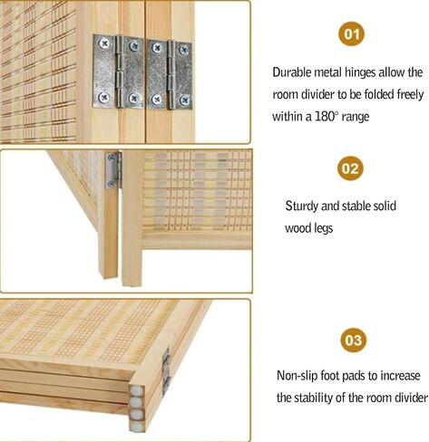 4-Piece Short Screen Partition, Independent Room Divider, Foldable, Suitable for Living Room and Dining Room(Color-2,100x40cm-4 Piece) in Kuwait