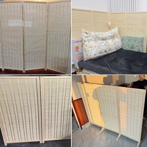 4-Piece Short Screen Partition, Independent Room Divider, Foldable, Suitable for Living Room and Dining Room(Color-2,100x40cm-4 Piece) in Kuwait