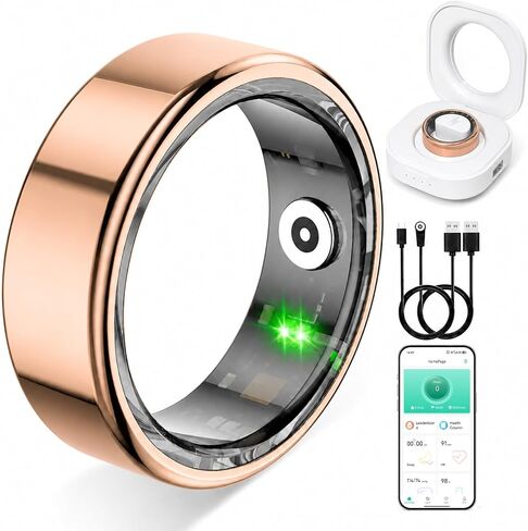Smart Ring for Women & Men, IP68 Waterproof Fitness Tracker Ring with Heart Rate, Blood Oxygen & Sleep Monitor, Health Tracker Ring Compatible with iOS & Android, No Subscription Fee (#7) in Kuwait