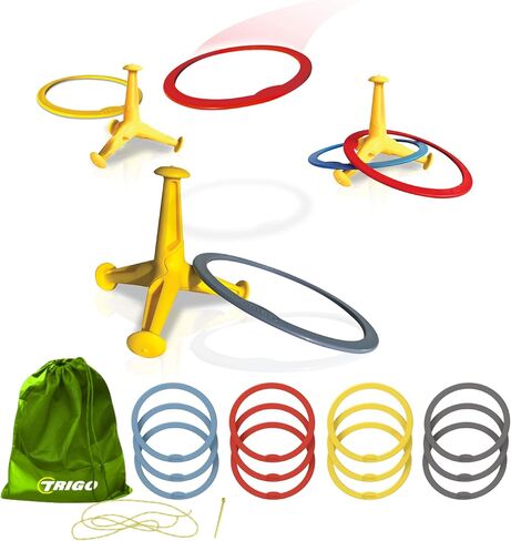 Trigo Portable Ring Toss Game - Indoor and Outdoor Party Games for Kids and Adults - Perfect for Backyard, Camping, Tailgating, Beach, and Indoor Play - 2 to 4 Players - Ages 3+ in Kuwait