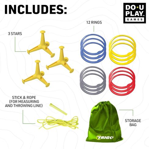 Trigo Portable Ring Toss Game - Indoor and Outdoor Party Games for Kids and Adults - Perfect for Backyard, Camping, Tailgating, Beach, and Indoor Play - 2 to 4 Players - Ages 3+ in Kuwait