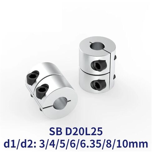 D20L25 Rigid Shaft Couplings 3/4/5/6/6.35/8/10mm Stepper Servo Motor Clamp Coupler 1Pcs(5X10) in Kuwait