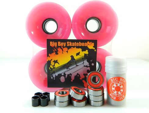 لوح تزلج Big Boy Longboard Cruiser بعجلات عالية الارتداد + محامل السرعة ABEC-7 باللون الوردي in Kuwait