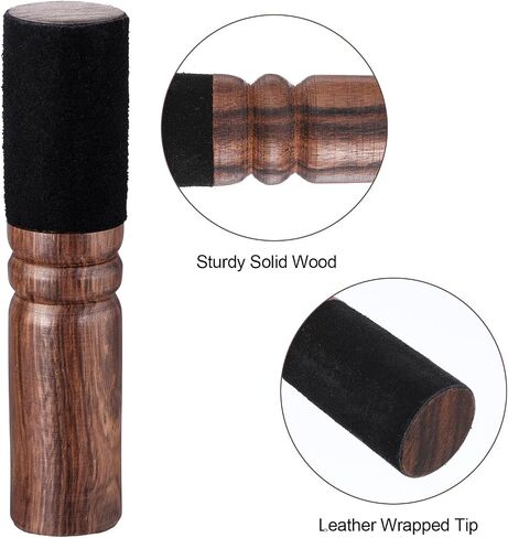 Yolev Tibetan Singing Bowl Mallet, Suede Wooden Striker Leather Wrapped Sound Bowl Mallet, Musical Instruments for Meditation Yoga Relaxation (Black and Brown) in Kuwait