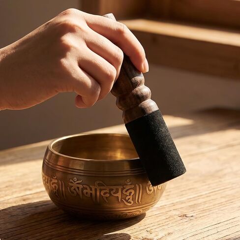 Yolev Tibetan Singing Bowl Mallet, Suede Wooden Striker Leather Wrapped Sound Bowl Mallet, Musical Instruments for Meditation Yoga Relaxation (Black and Brown) in Kuwait