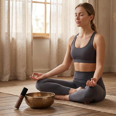 Yolev Tibetan Singing Bowl Mallet, Suede Wooden Striker Leather Wrapped Sound Bowl Mallet, Musical Instruments for Meditation Yoga Relaxation (Black and Brown) in Kuwait