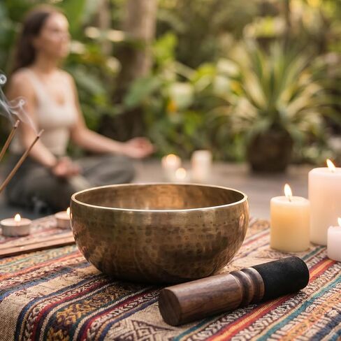 Yolev Tibetan Singing Bowl Mallet, Suede Wooden Striker Leather Wrapped Sound Bowl Mallet, Musical Instruments for Meditation Yoga Relaxation (Black and Brown) in Kuwait