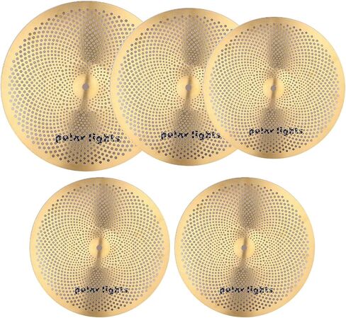 Polar Lights Professional Cymbal Set, 5-Piece Yellow Stainless Steel Practice Drums, 14-20 Inch High Hat and Crash Cymbals in Saudi Arabia