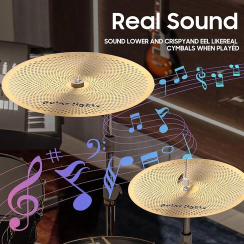 Polar Lights Professional Cymbal Set, 5-Piece Yellow Stainless Steel Practice Drums, 14-20 Inch High Hat and Crash Cymbals in Saudi Arabia