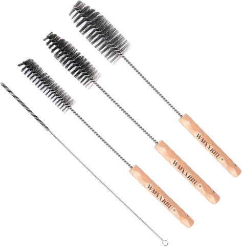 4pcs Household Pipe Cleaning Brush Set with Stainless Steel Bristles, 17 in Extra Long Stainless Steel Handle, Kitchen Scrub Cleaning Brushes, Lab Brushes for Auto Parts, Machinery, Water Pumps, Etc. in Kuwait