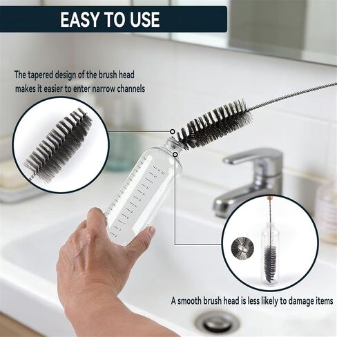 4pcs Household Pipe Cleaning Brush Set with Stainless Steel Bristles, 17 in Extra Long Stainless Steel Handle, Kitchen Scrub Cleaning Brushes, Lab Brushes for Auto Parts, Machinery, Water Pumps, Etc. in Kuwait