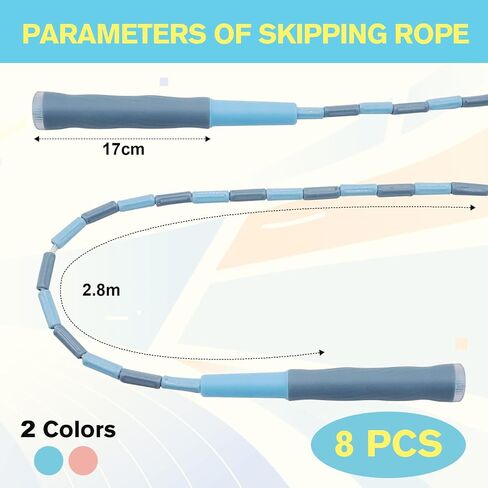 10 Pack Beaded Jump Rope for Kids, Upgraded Segmented Jumping Rope with Soft Anti-slip Handles Tangle-Free Segmented Jump Rope Adjustable Skipping Rope Speed Rope for Men & Women in Kuwait