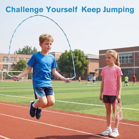 10 Pack Beaded Jump Rope for Kids, Upgraded Segmented Jumping Rope with Soft Anti-slip Handles Tangle-Free Segmented Jump Rope Adjustable Skipping Rope Speed Rope for Men & Women in Kuwait