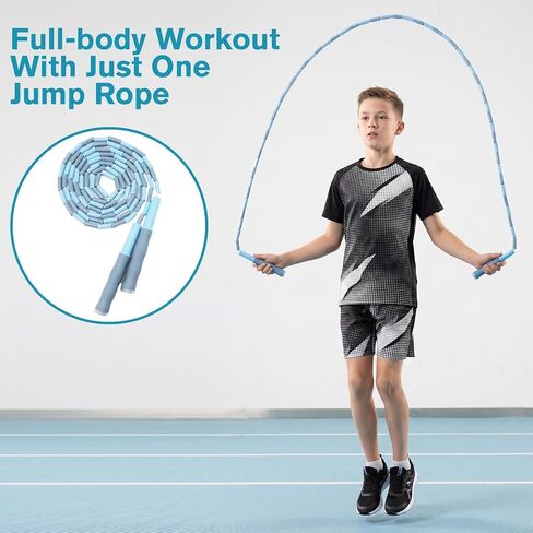 10 Pack Beaded Jump Rope for Kids, Upgraded Segmented Jumping Rope with Soft Anti-slip Handles Tangle-Free Segmented Jump Rope Adjustable Skipping Rope Speed Rope for Men & Women in Kuwait
