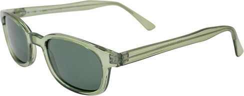 نظارات X-KD الشمسية 11269 أكبر بنسبة 20 بالمائة من نظارات KD الأصلية ANSI Z80.3 بإطارات خضراء شفافة مع عدسات خضراء مستقطبة in Kuwait