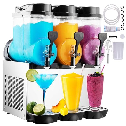 TECSPACE 45L Commercial Slushie Machine, 3-Tank Margarita Machine, 12 Gal Stainless Steel Margarita Smoothie Frozen Drink Machine, Slushy Machine for Party Restaurants Cafe Bars in Kuwait