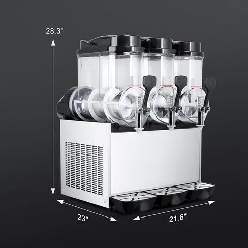 TECSPACE 45L Commercial Slushie Machine, 3-Tank Margarita Machine, 12 Gal Stainless Steel Margarita Smoothie Frozen Drink Machine, Slushy Machine for Party Restaurants Cafe Bars in Kuwait