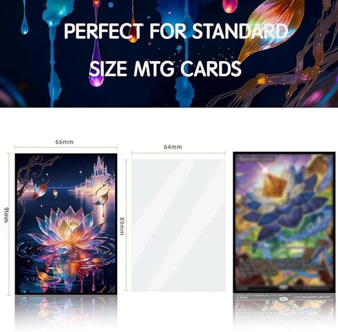 Art Card Sleeves for MTG Commander, Fantasy Lotus Art Design, Clear Polypropylene Holders, 100+4 Count, Multicolor in Kuwait