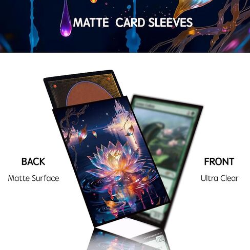 Art Card Sleeves for MTG Commander, Fantasy Lotus Art Design, Clear Polypropylene Holders, 100+4 Count, Multicolor in Kuwait