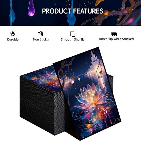 Art Card Sleeves for MTG Commander, Fantasy Lotus Art Design, Clear Polypropylene Holders, 100+4 Count, Multicolor in Kuwait