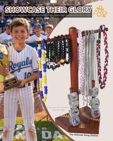Premium Swag Gifts for Baseball Lifestyle 101 Apparel Youth, Baseball Drip Necklace Holder & Championship Ring Display - End of Season Baseball Gifts for Boys in Kuwait