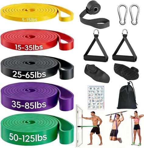 Pull Up Assistance Bands, Resistance Bands Set with Handles for Men Women, Workout & Exercise Bands, 5-Level Elastic Bands for Working Out, Stretch Bands for Home Gym, Stretching & Physical Therapy in Kuwait