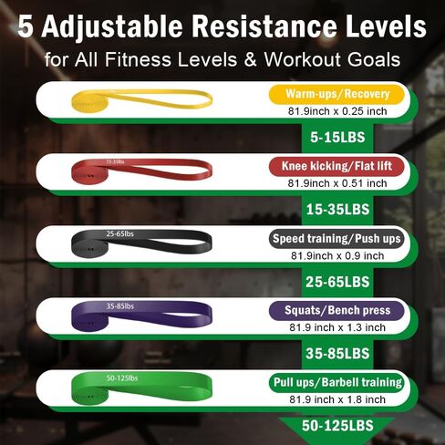 Pull Up Assistance Bands, Resistance Bands Set with Handles for Men Women, Workout & Exercise Bands, 5-Level Elastic Bands for Working Out, Stretch Bands for Home Gym, Stretching & Physical Therapy in Kuwait