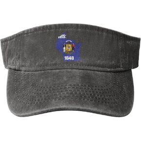 Vintage Wisconsin Terrain Map Sun Visor Hats for Women Men Cotton Adjustable Sports Empty Top Golf Cap in Saudi Arabia