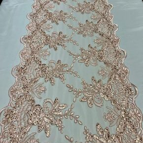 Valentina Textile INC قماش دانتيل ترتر مع تطريز على شبكة VT-18 (3 يارد، سيج) in Kuwait