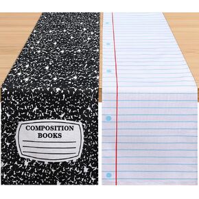 2 Pack Back to School Table Runners Classroom Tables Decor | ﻿ 71 x 13 Inch, Composition Notebook Style, Welcome First Day of School Table Runner for Teacher Classroom Office Party Decor in Saudi Arabia