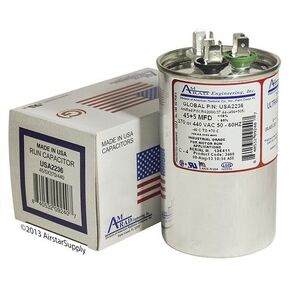 كاريير HC98KA046 - 45 + 5 فائق التوهج 370 / 440 فولت فولت تيار متردد AmRad Round Dual Run Capacitor، صنع في الولايات المتحدة الأمريكية. in Kuwait