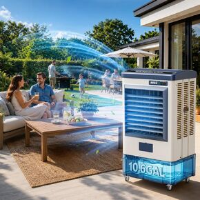 4800 CFM Swamp Cooler, 40" Evaporative Air Cooler with 10.6 Gal Water Tank, Cooling AC Fan with 120° Oscillation, Portable Outdoor Air Conditioner for Waregouse,Patio,Garage, Commercial Use in Saudi Arabia