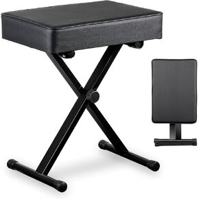 Adjustable Padded Piano Bench,Foldable Piano Stool Chair Seat, Non-Skid Keyboard Bench, X-Style Portable Stool, Black in Saudi Arabia